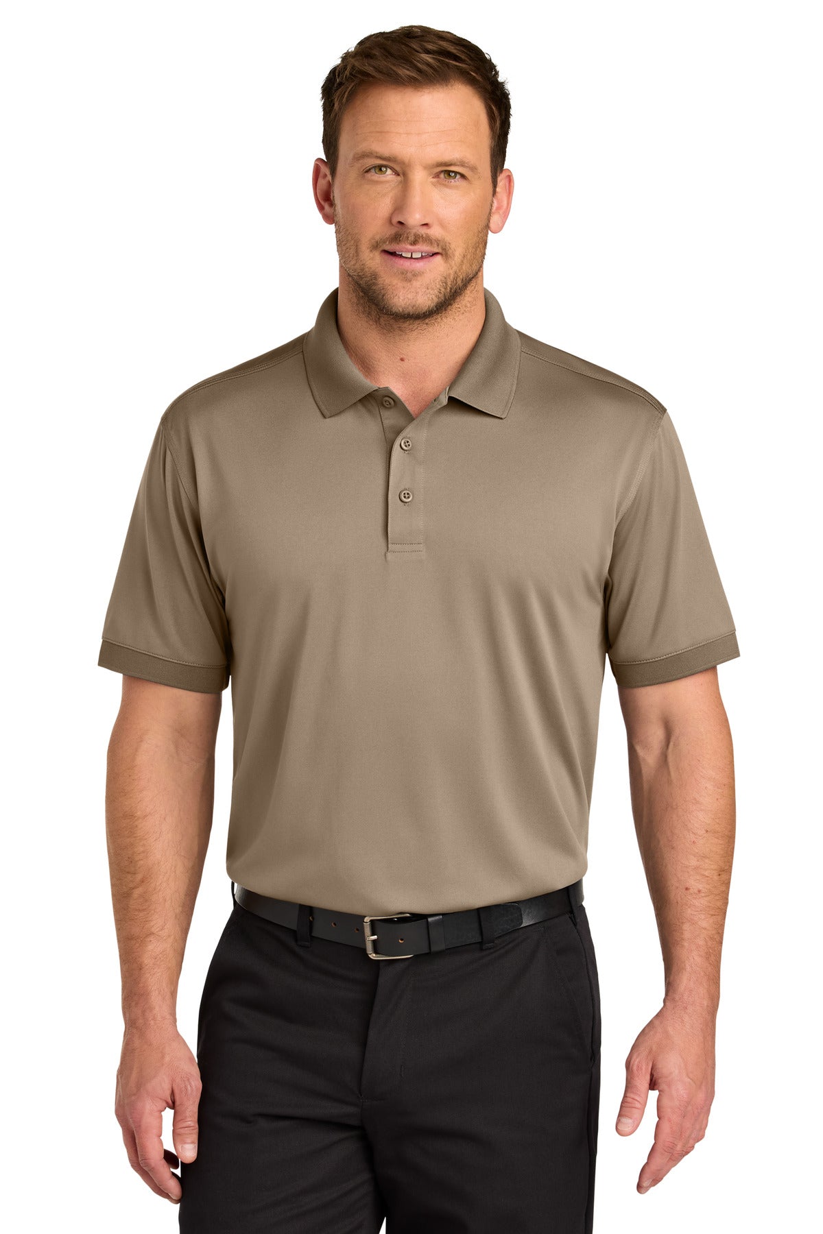 Custom logo CornerStone® Workwear Pro Polo CS450 in Silver Tan