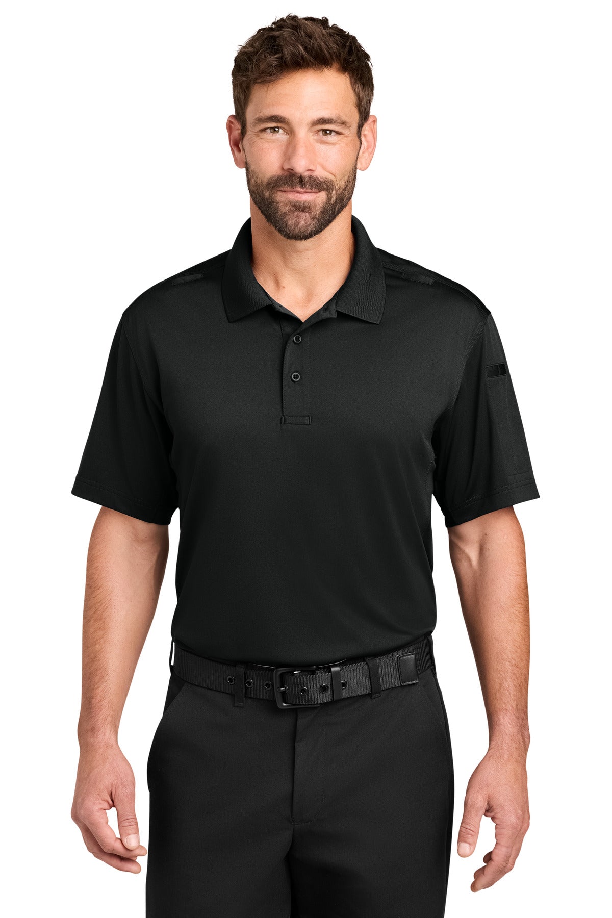 Custom logo CornerStone® Workwear Pro Tactical Polo CS452 in Black