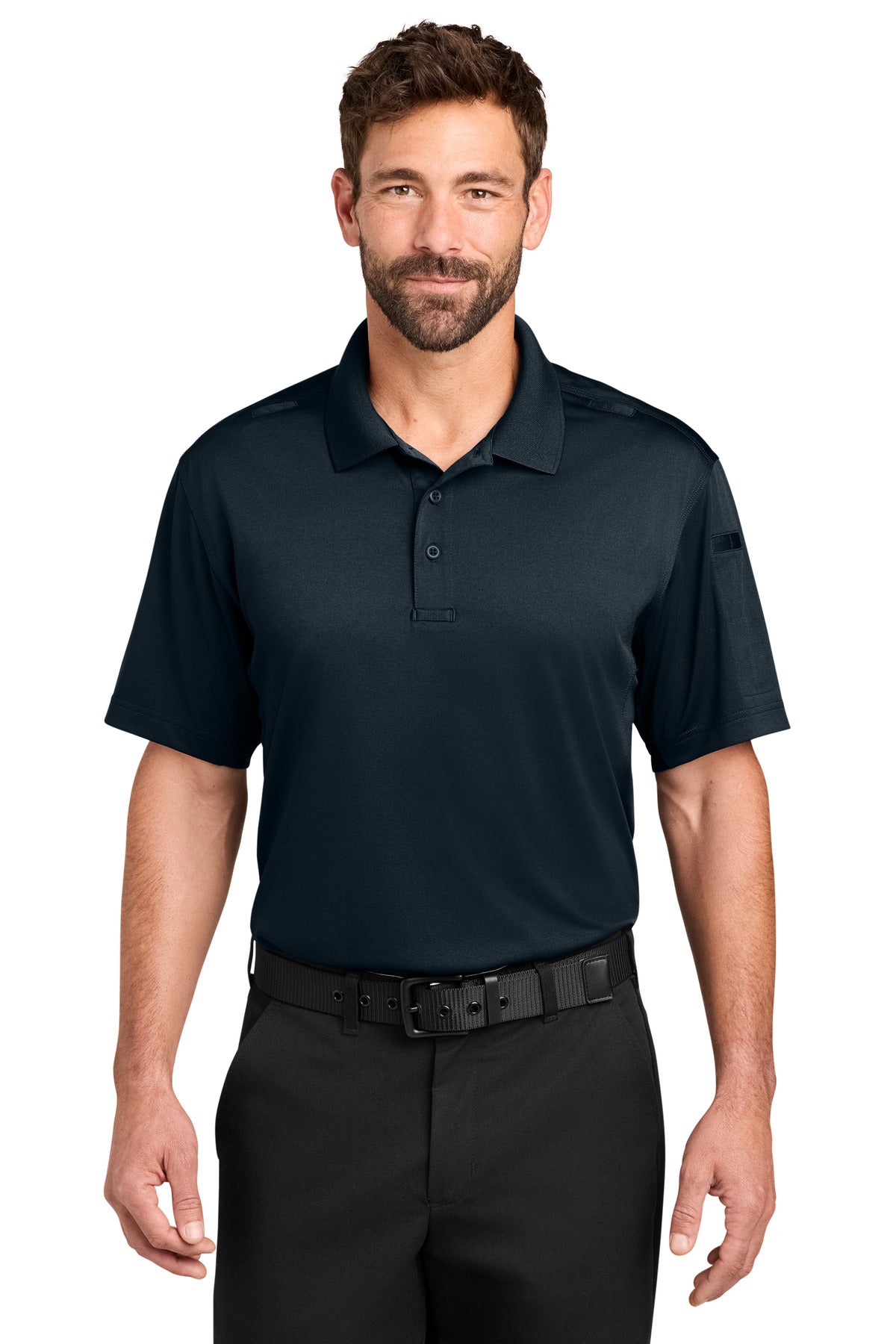 Custom logo CornerStone® Workwear Pro Tactical Polo CS452 in Dark Navy