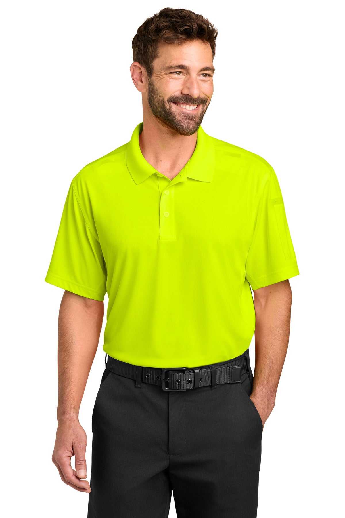 Custom logo CornerStone® Workwear Pro Tactical Polo CS452 in Safety Yellow