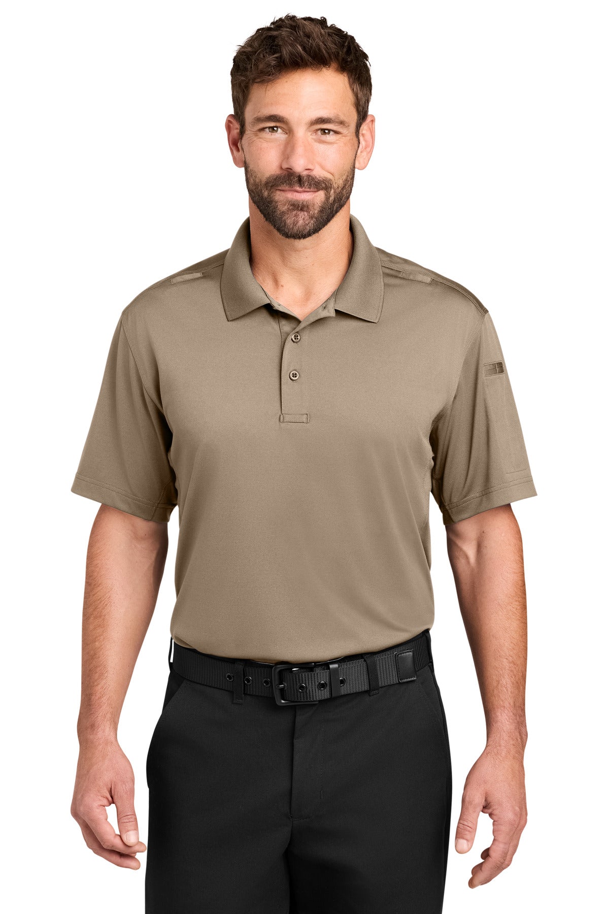 Custom logo CornerStone® Workwear Pro Tactical Polo CS452 in Silver Tan