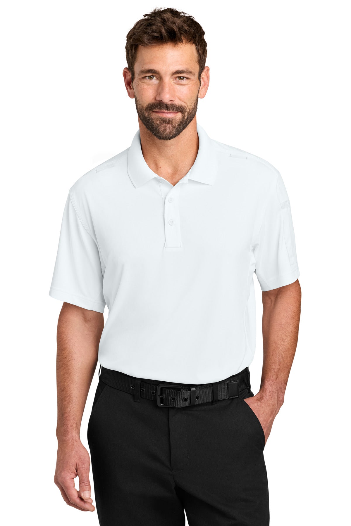 Custom logo CornerStone® Workwear Pro Tactical Polo CS452 in White