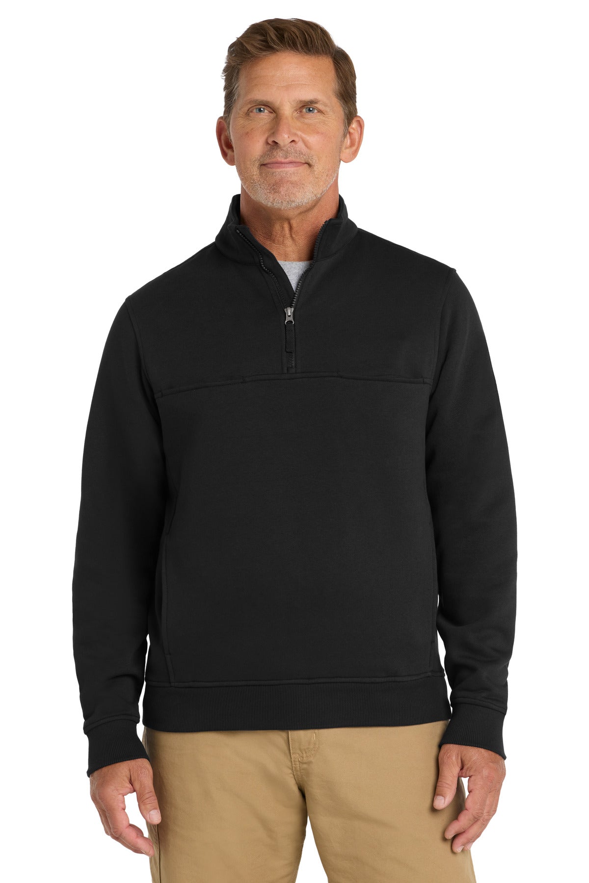 Custom logo CornerStone® 1/2-Zip Job Shirt. CS626 in Black