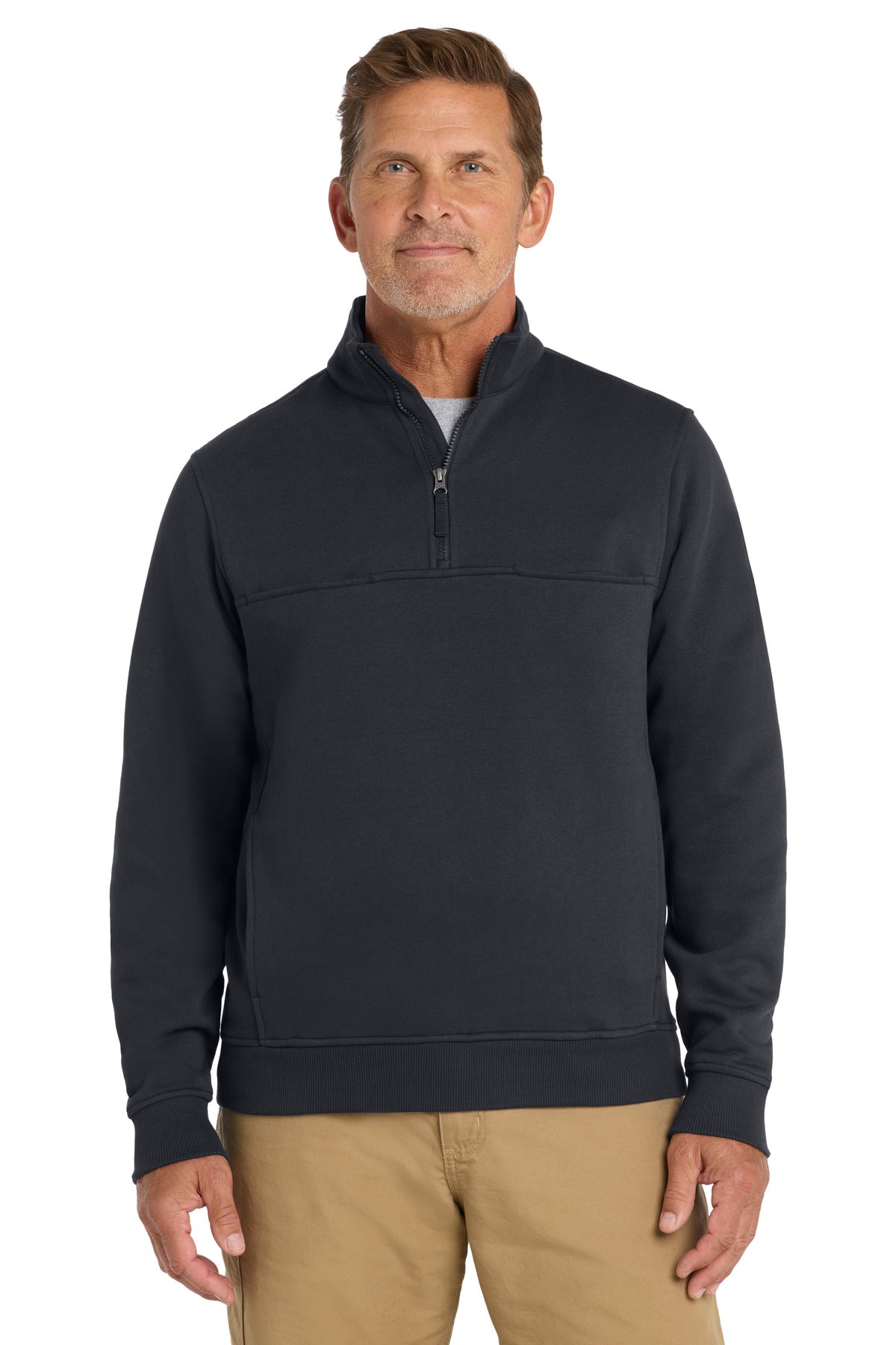 Custom logo CornerStone® 1/2-Zip Job Shirt. CS626 in Dark Navy