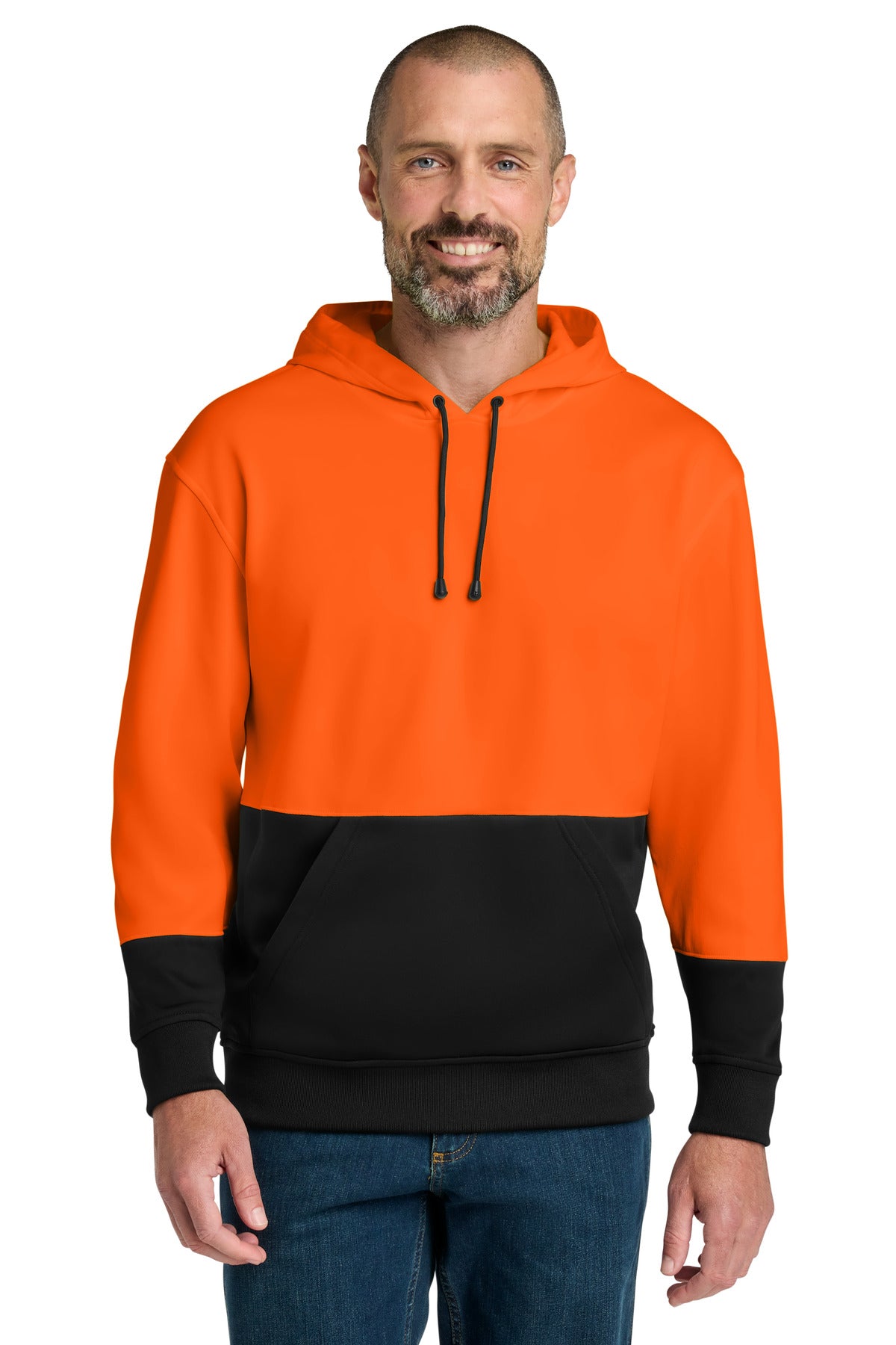 Custom logo CornerStone® Enhanced Visibility Fleece Pullover Hoodie CSF01 in Safety Orange