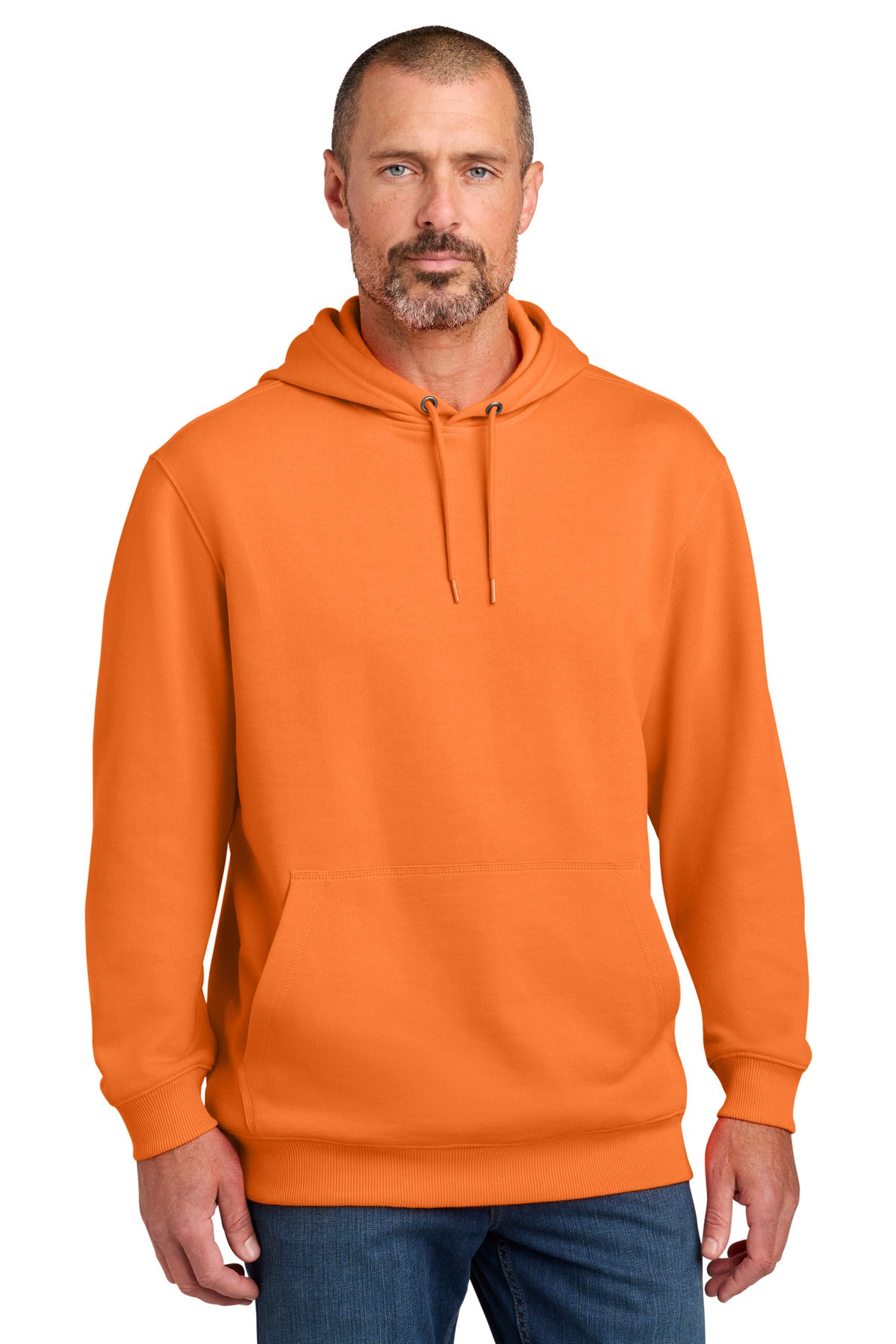 Custom logo CornerStone® Tough Fleece Pullover Hoodie CSF630 in Bright Orange