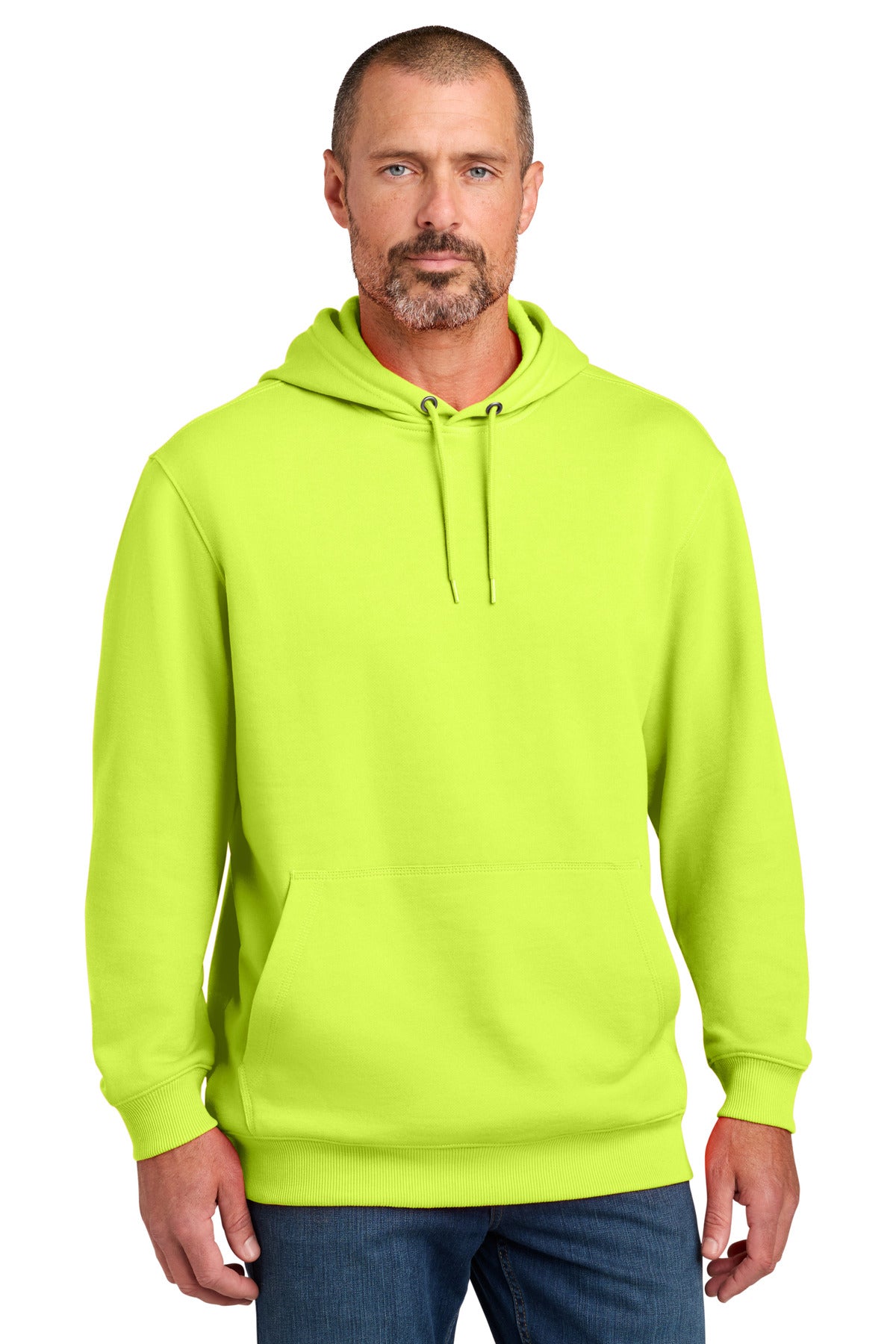 Custom logo CornerStone® Tough Fleece Pullover Hoodie CSF630 in Bright Yellow