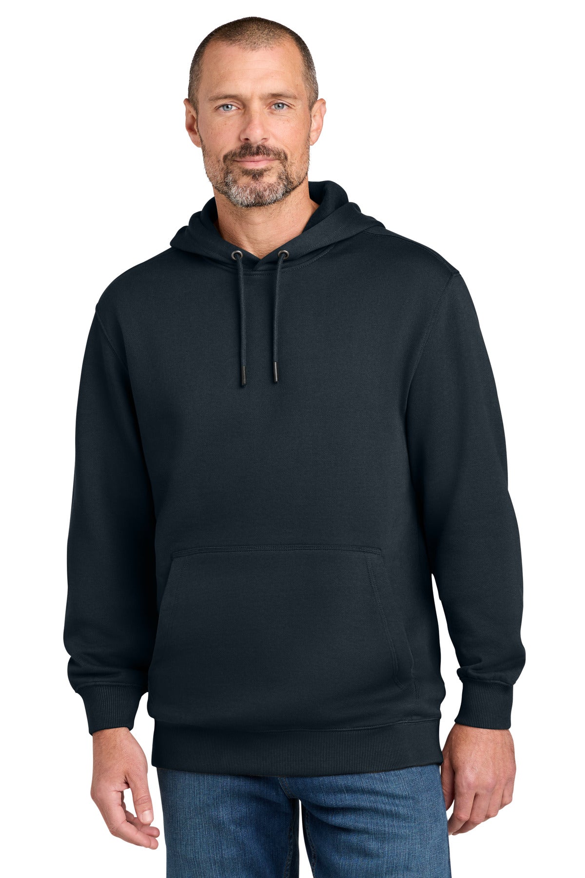 Custom logo CornerStone® Tough Fleece Pullover Hoodie CSF630 in Navy