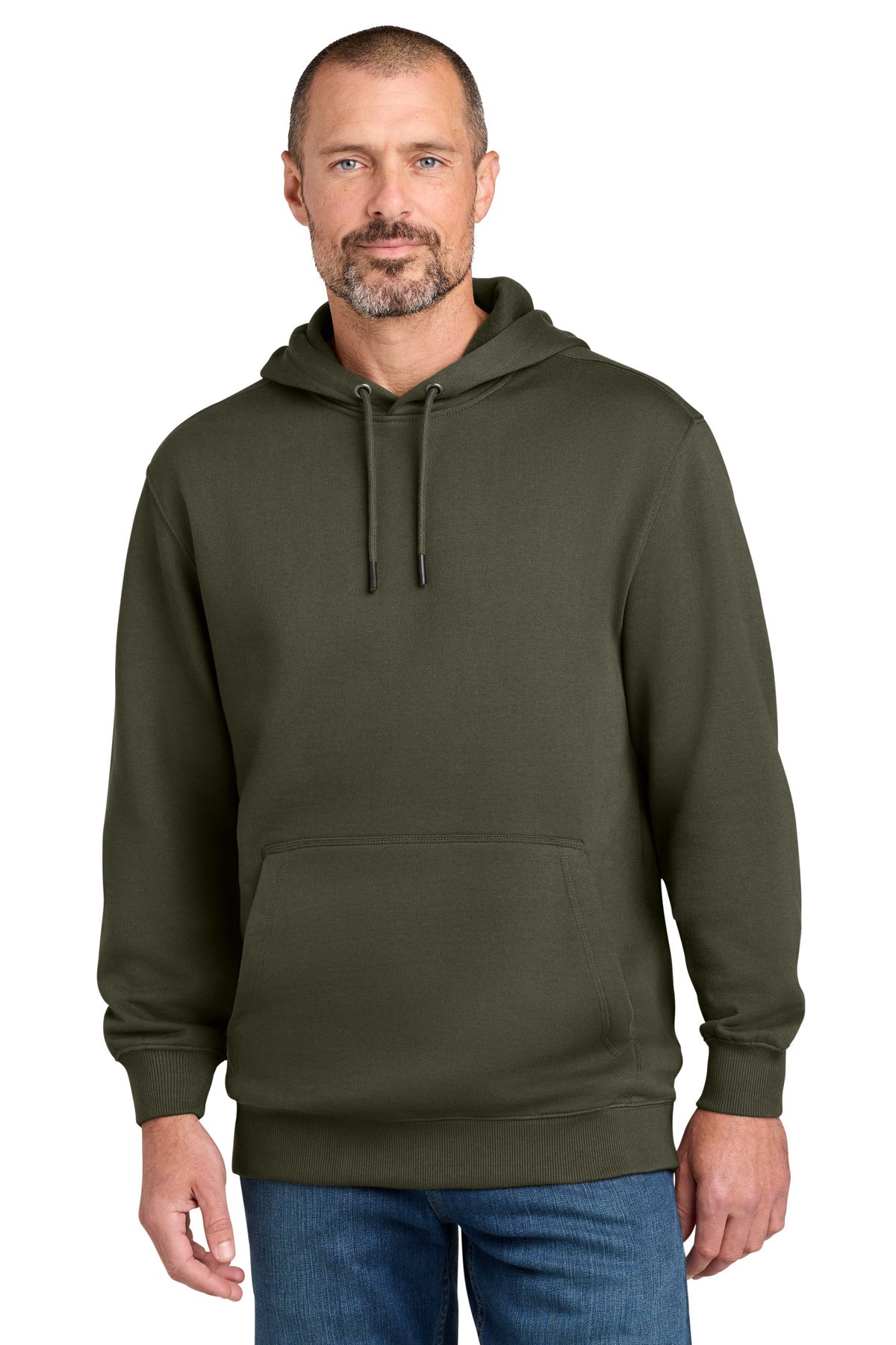 Custom logo CornerStone® Tough Fleece Pullover Hoodie CSF630 in Tundra Green