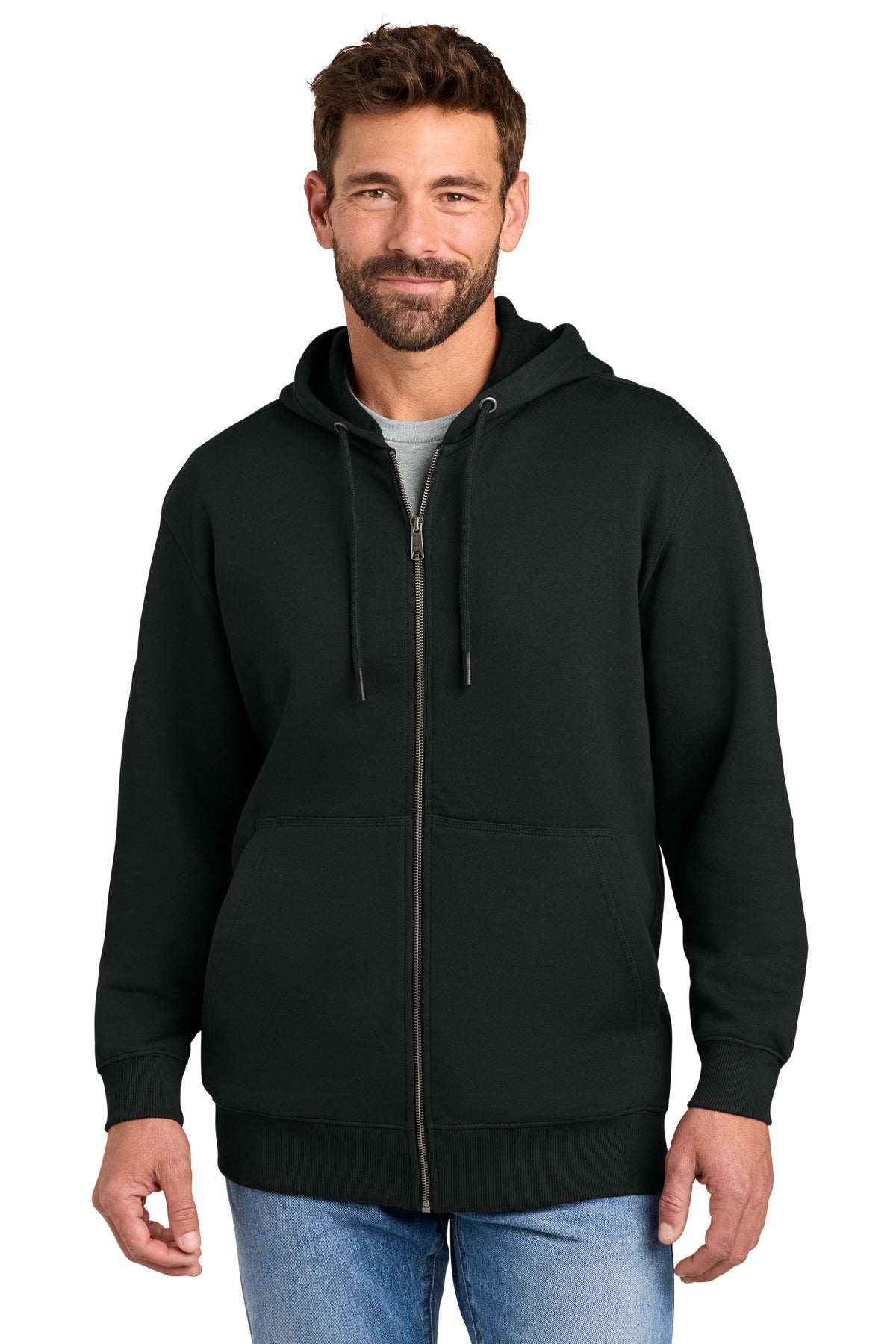 Custom logo CornerStone® Tough Fleece Full-Zip Hoodie CSF631 in Black