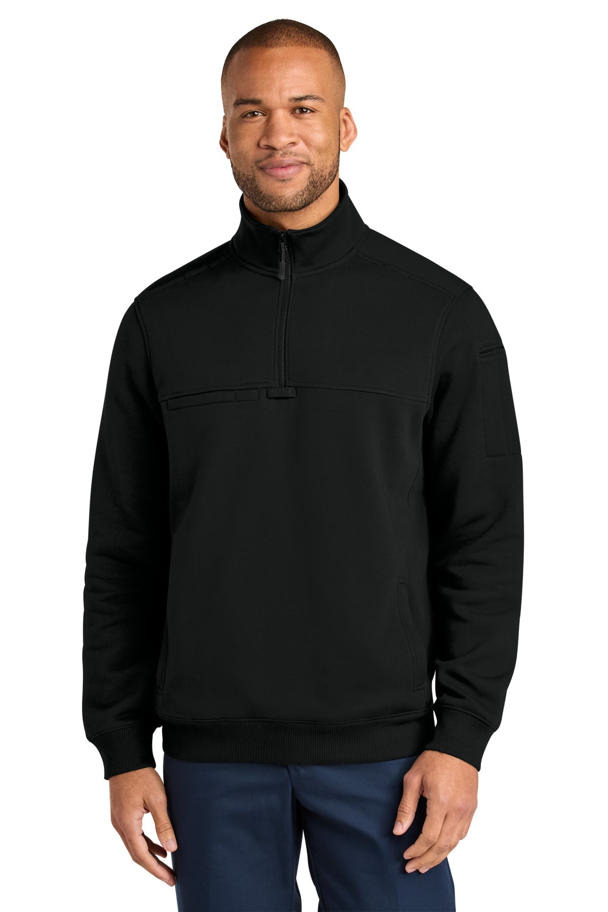 Custom logo CornerStone® 12-Oz. Tough Fleece Job Shirt CSF635 in Black