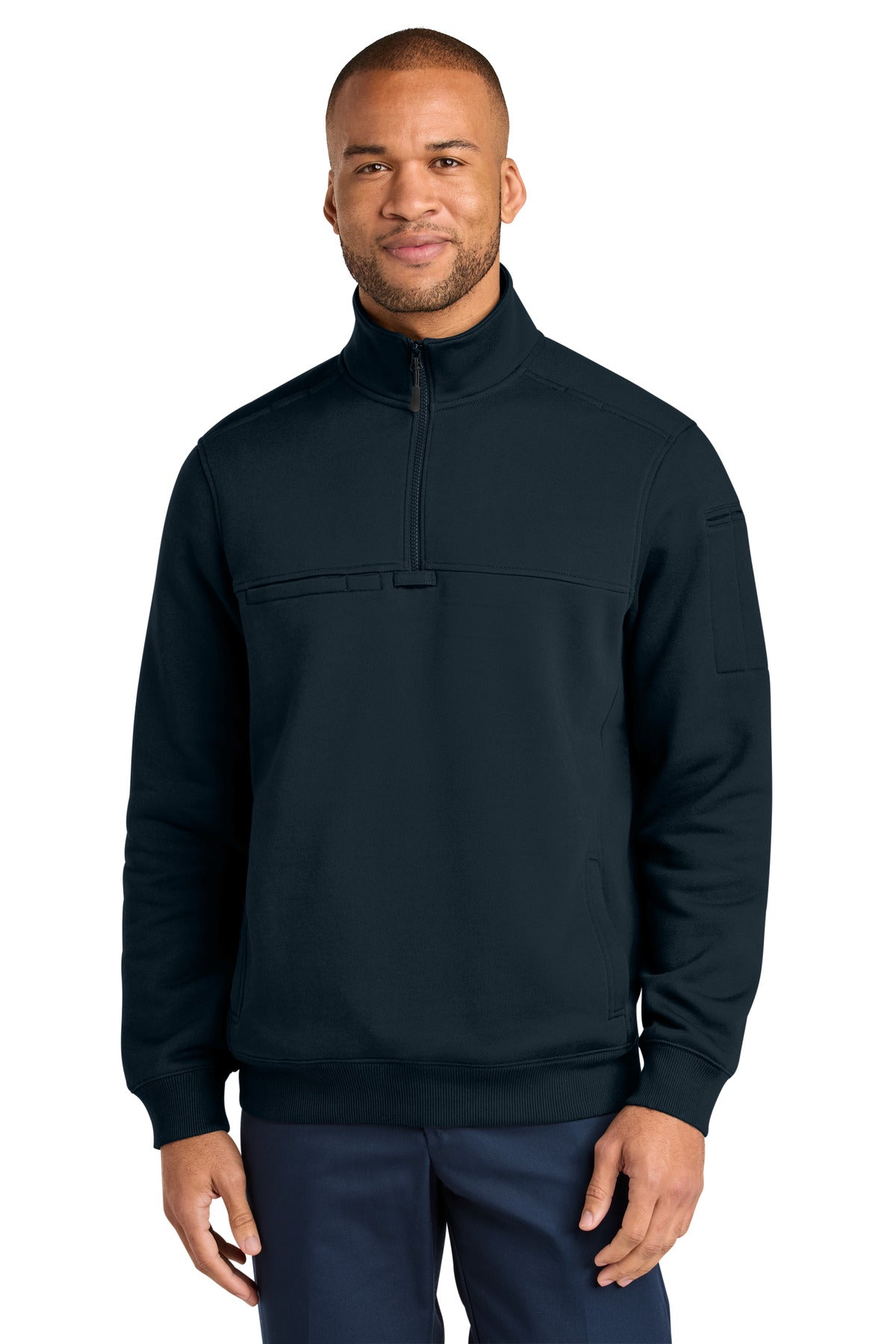 Custom logo CornerStone® 12-Oz. Tough Fleece Job Shirt CSF635 in Navy Blue