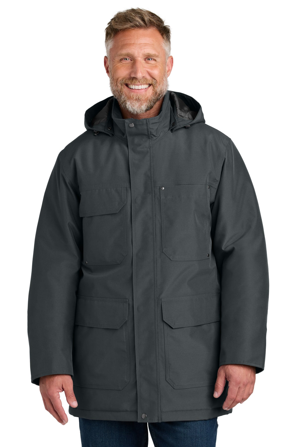 Custom logo CornerStone® Elements Insulated Parka CSJ10 in Iron Grey