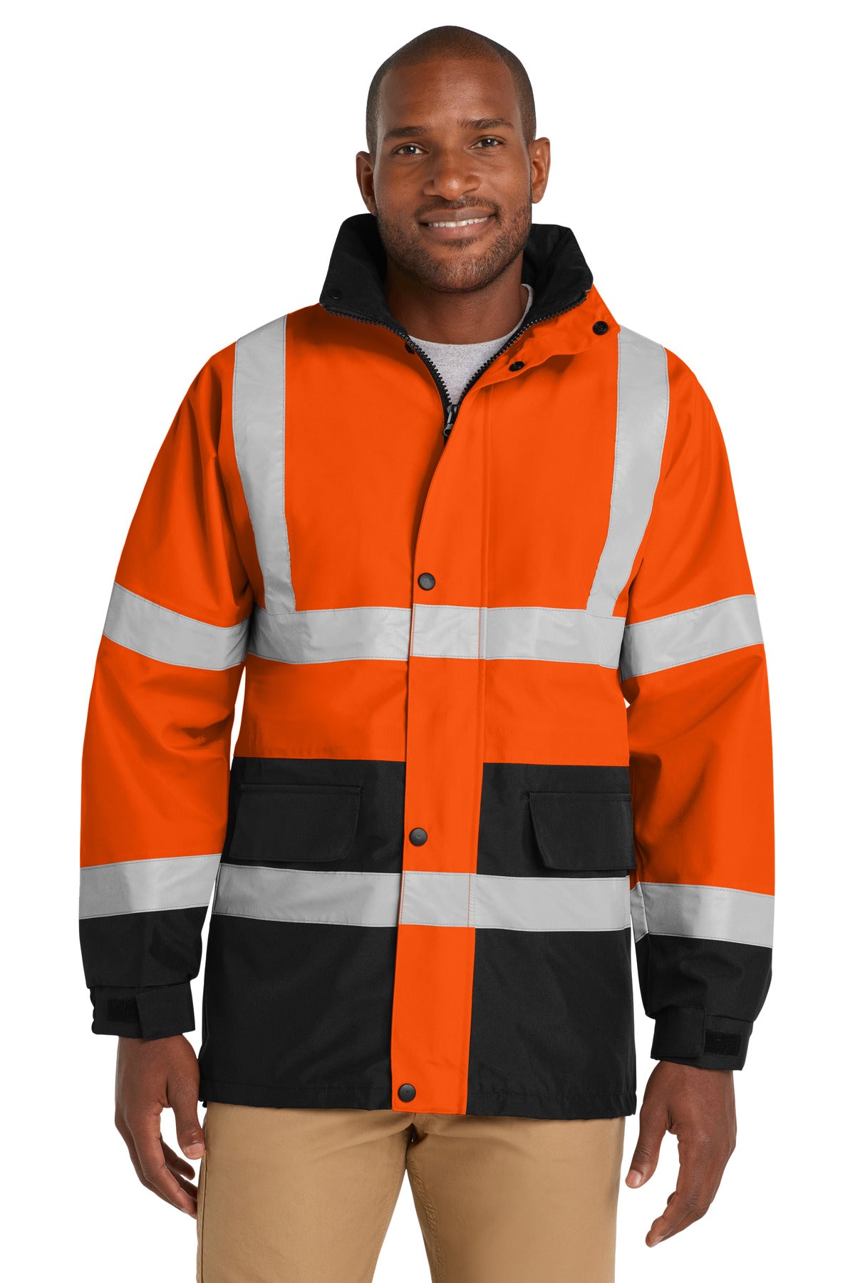 Custom logo CornerStone® - ANSI 107 Class 3 Waterproof Parka. CSJ24 in Safety Orange
