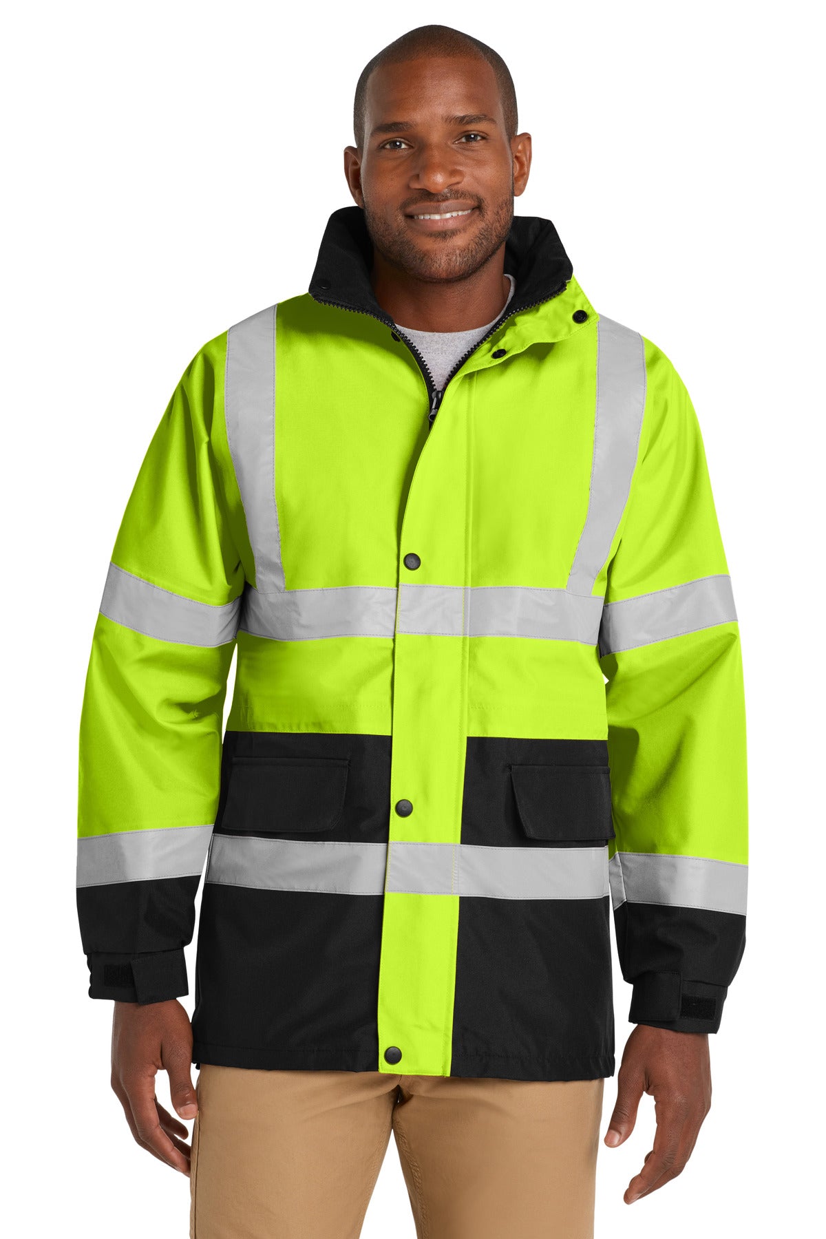 Custom logo CornerStone® - ANSI 107 Class 3 Waterproof Parka. CSJ24 in Safety Yellow