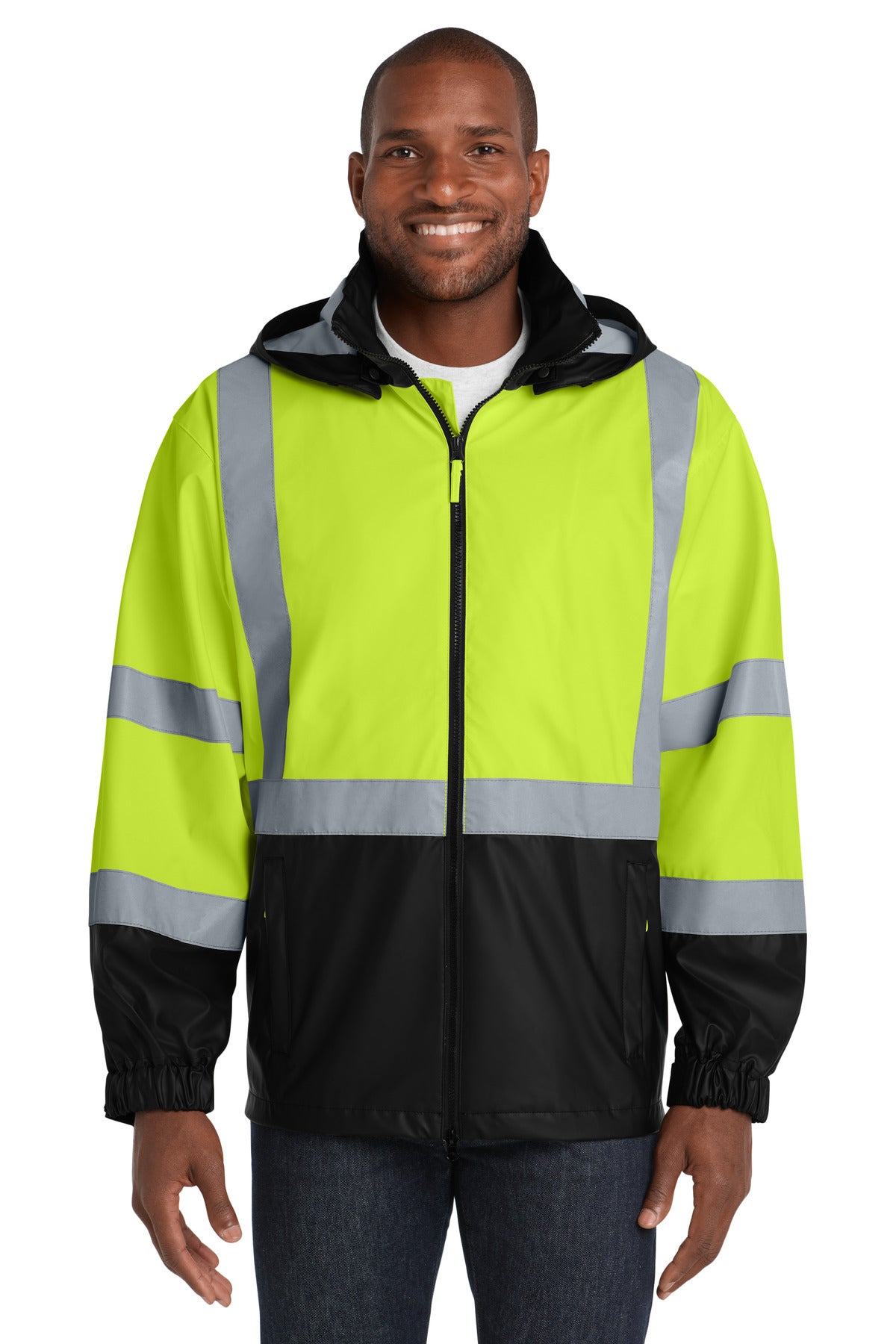 Custom logo CornerStone® - ANSI 107 Class 3 Safety Windbreaker. CSJ25 in Safety Yellow