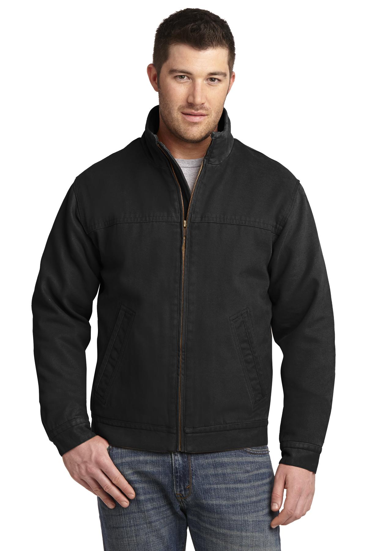 Custom logo CornerStone® Washed Duck Cloth Flannel-Lined Work Jacket. CSJ40 in Black