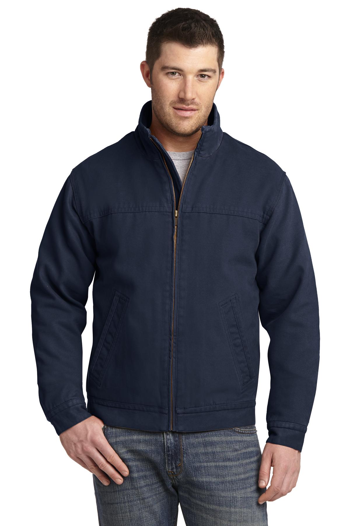 Custom logo CornerStone® Washed Duck Cloth Flannel-Lined Work Jacket. CSJ40 in Navy