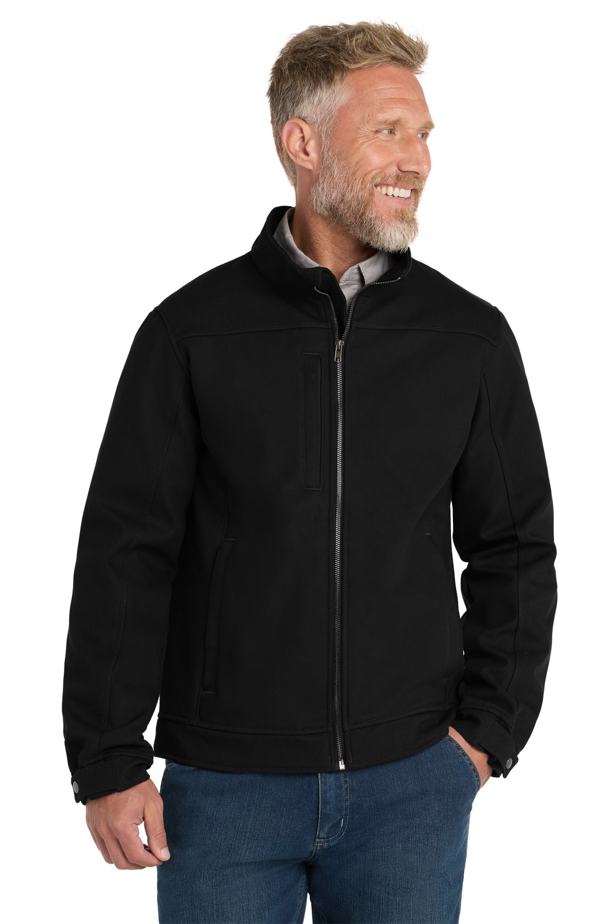 Custom logo CornerStone® Duck Bonded Soft Shell Jacket CSJ60 in Black