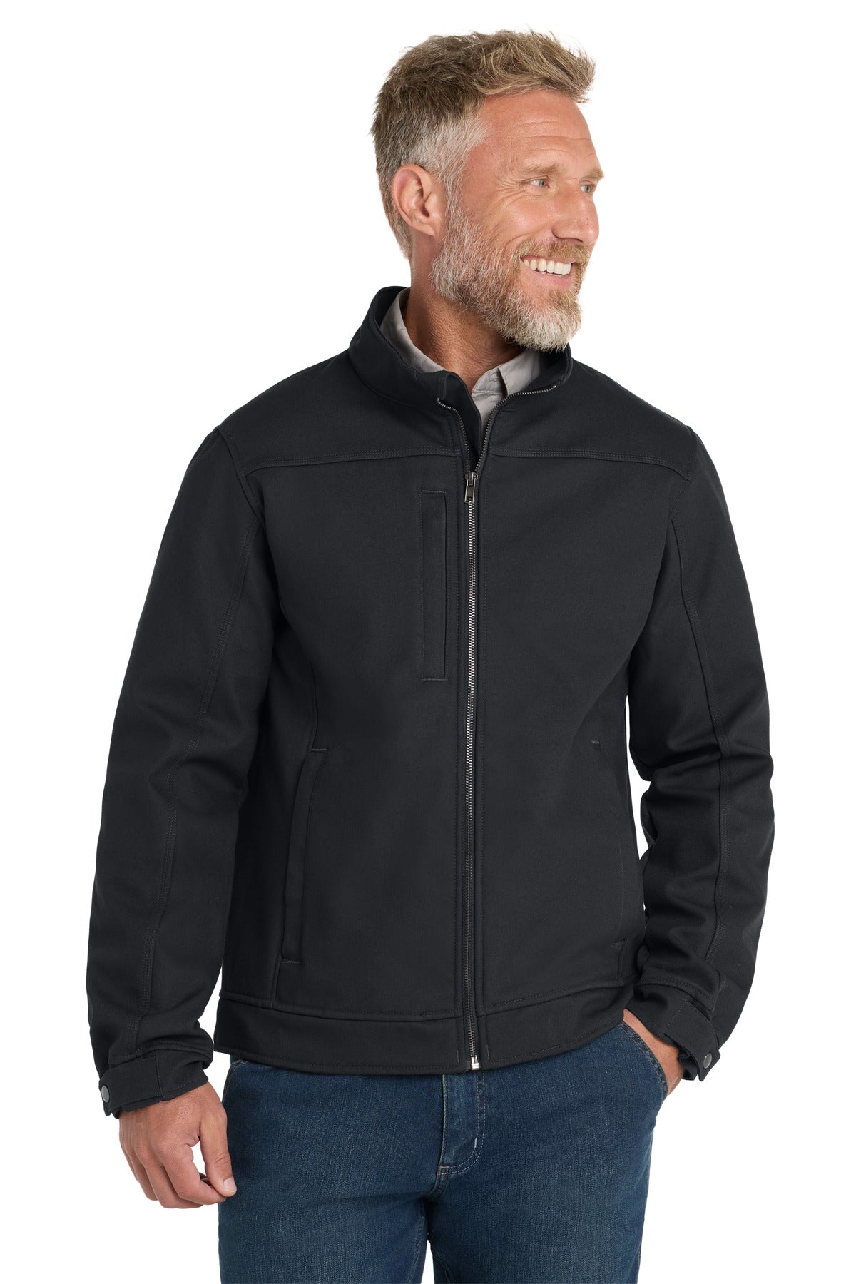 Custom logo CornerStone® Duck Bonded Soft Shell Jacket CSJ60 in Charcoal