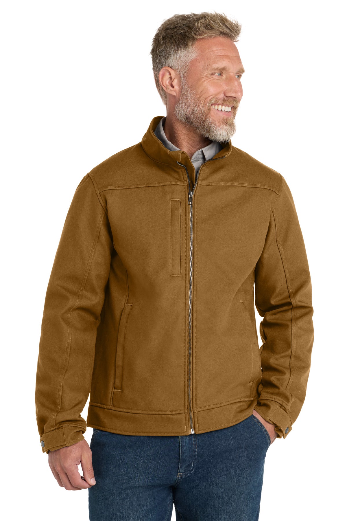 Custom logo CornerStone® Duck Bonded Soft Shell Jacket CSJ60 in Duck Brown