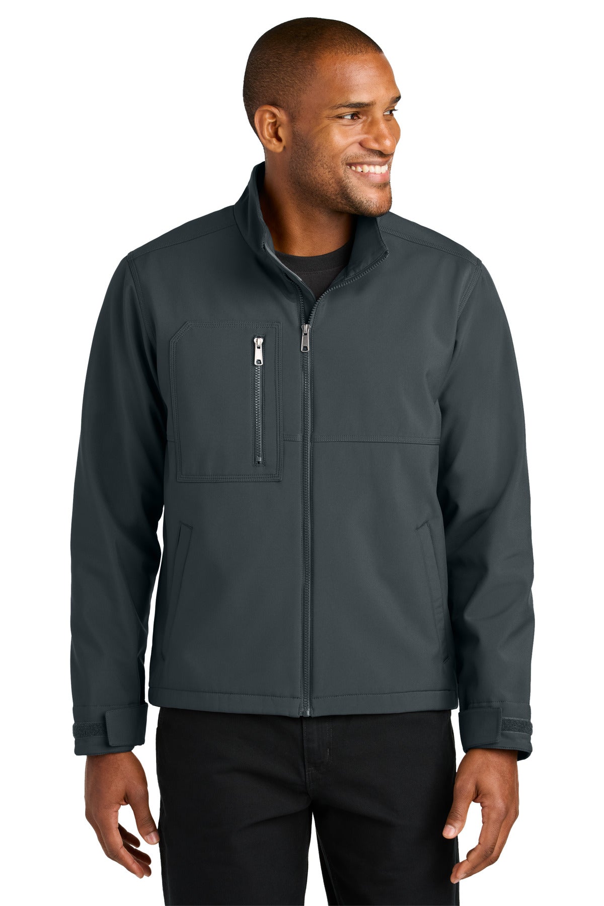 Custom logo CornerStone® Workwear Soft Shell CSJ70 in Iron Grey