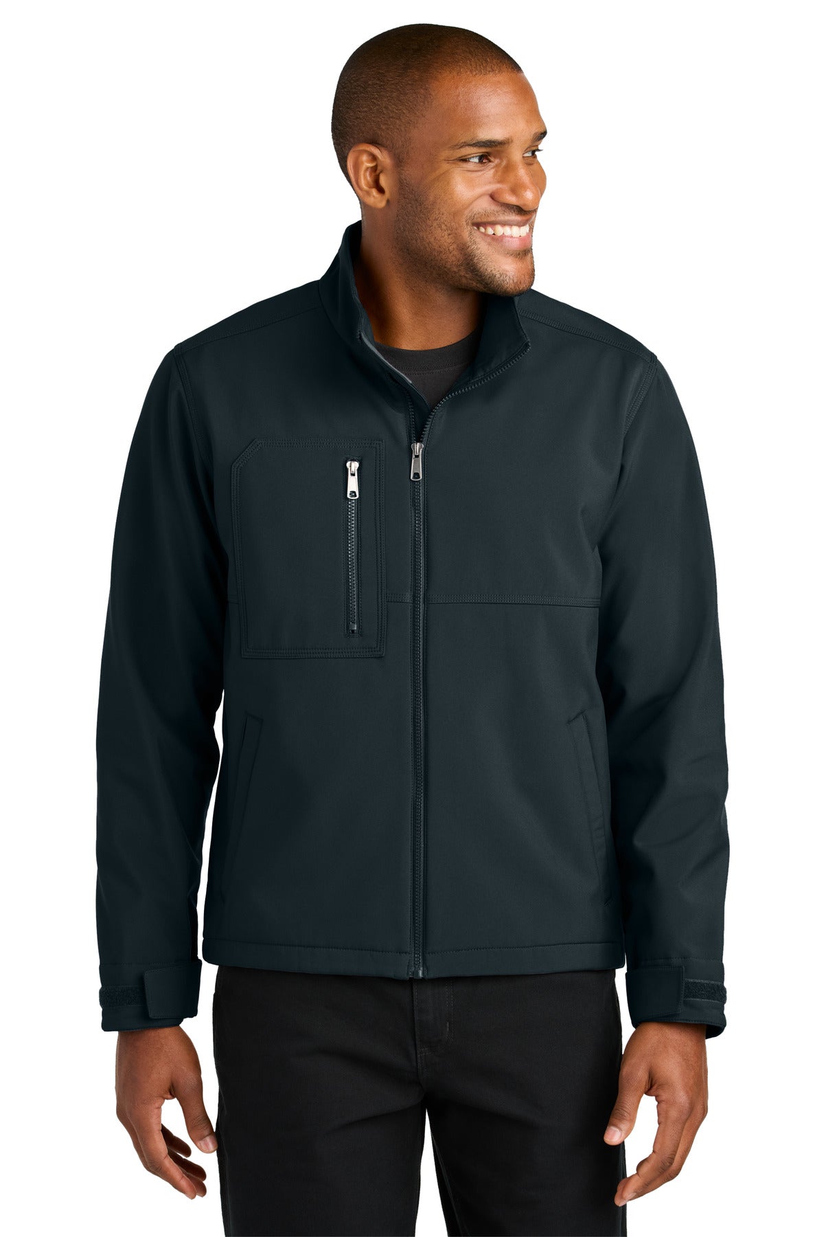 Custom logo CornerStone® Workwear Soft Shell CSJ70 in Navy