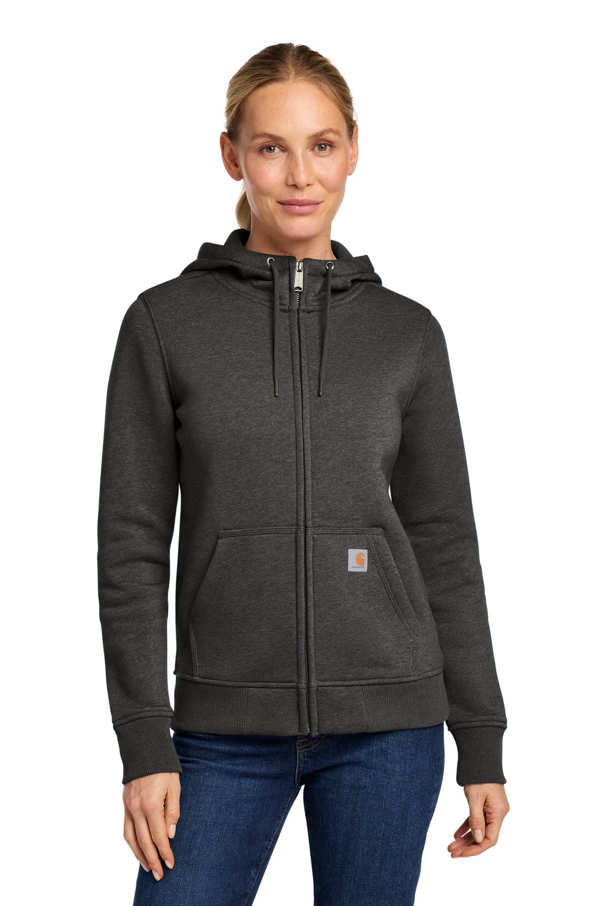 Custom logo Carhartt® Women's Clarksburg Full-Zip Hoodie CT102788 in Carbon Heather