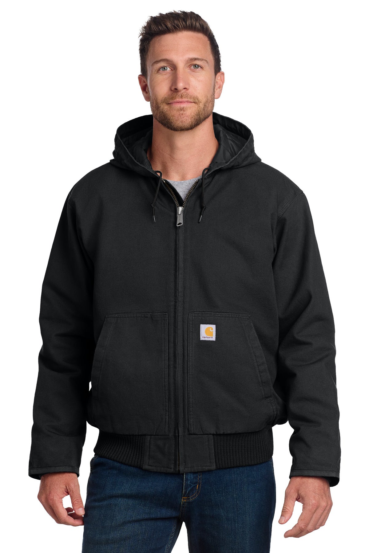 Custom logo Carhartt® Washed Duck Active Jac. CT104050 in Black