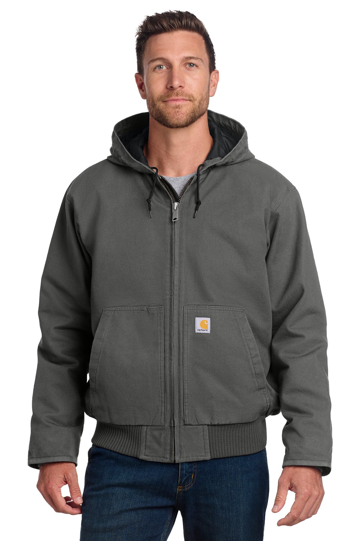 Custom logo Carhartt® Washed Duck Active Jac. CT104050 in Gravel