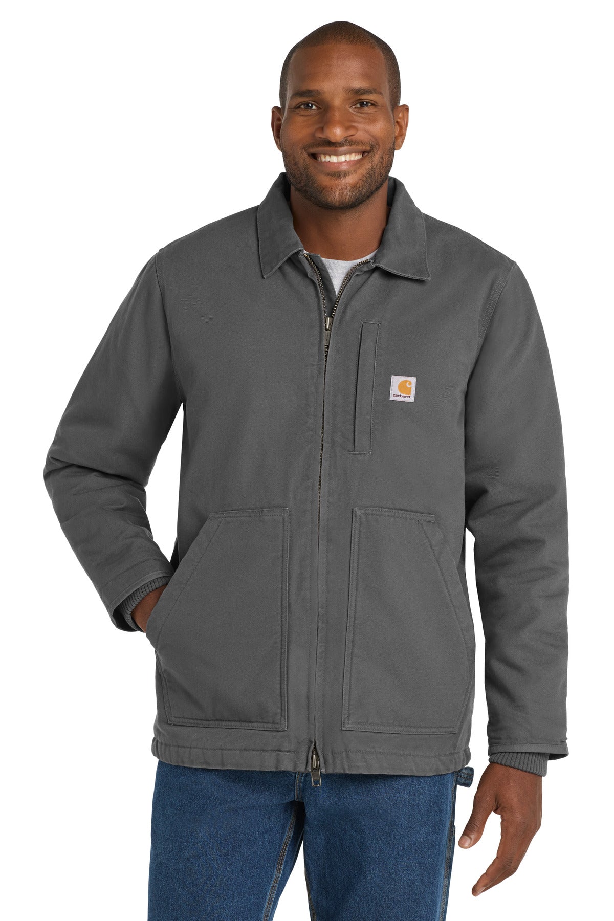 Custom logo Carhartt® Sherpa-Lined Coat CT104293 in Gravel