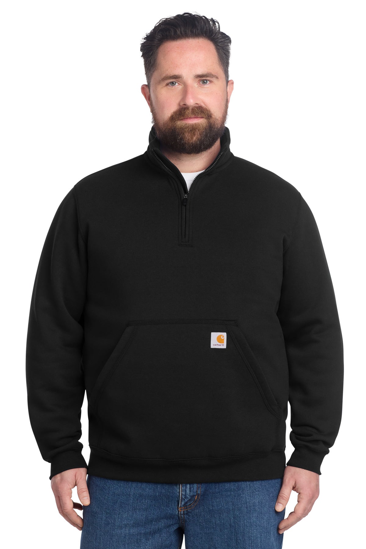 Custom logo Carhartt® Midweight 1/4-Zip Mock Neck Sweatshirt CT105294 in Black