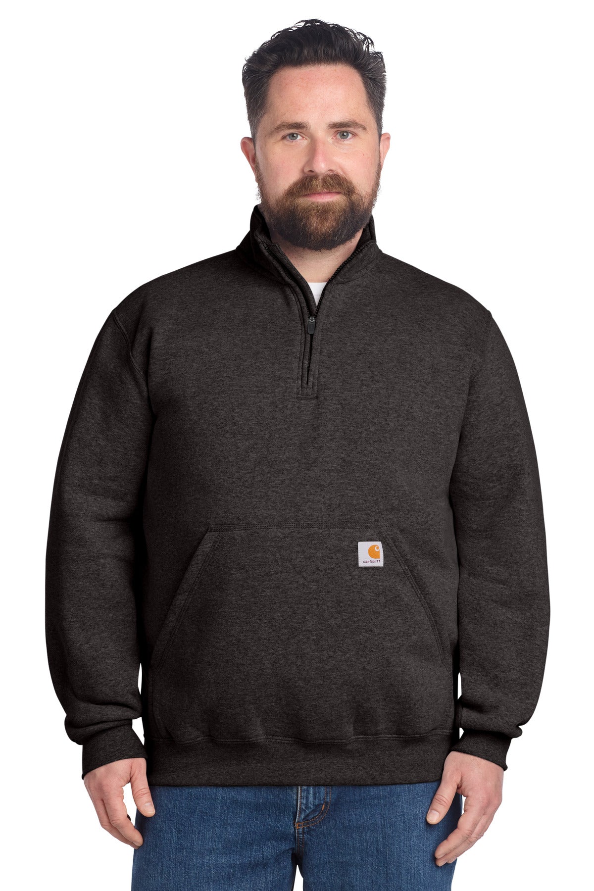 Custom logo Carhartt® Midweight 1/4-Zip Mock Neck Sweatshirt CT105294 in Carbon Heather