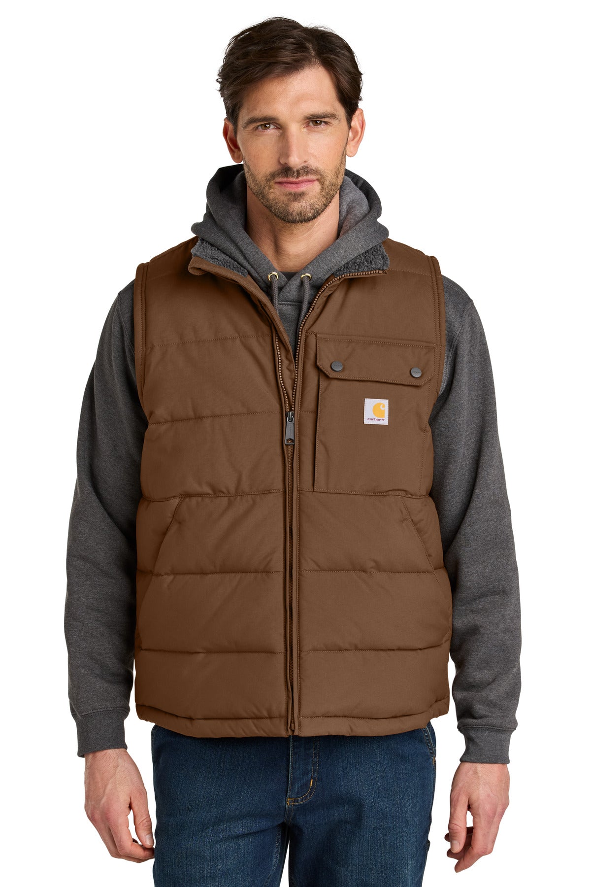 Custom logo Carhartt® Montana Insulated Vest CT105475 in Red Duck Brown