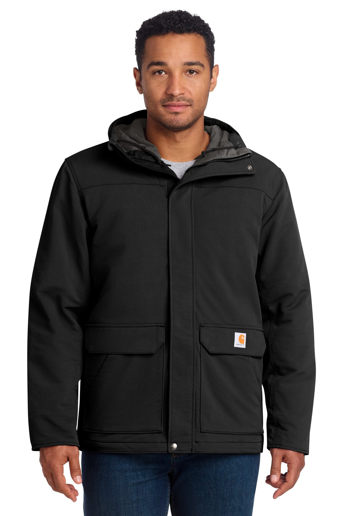 Custom logo Carhartt® Super Dux™ Insulated Hooded Coat CT105533 in Black