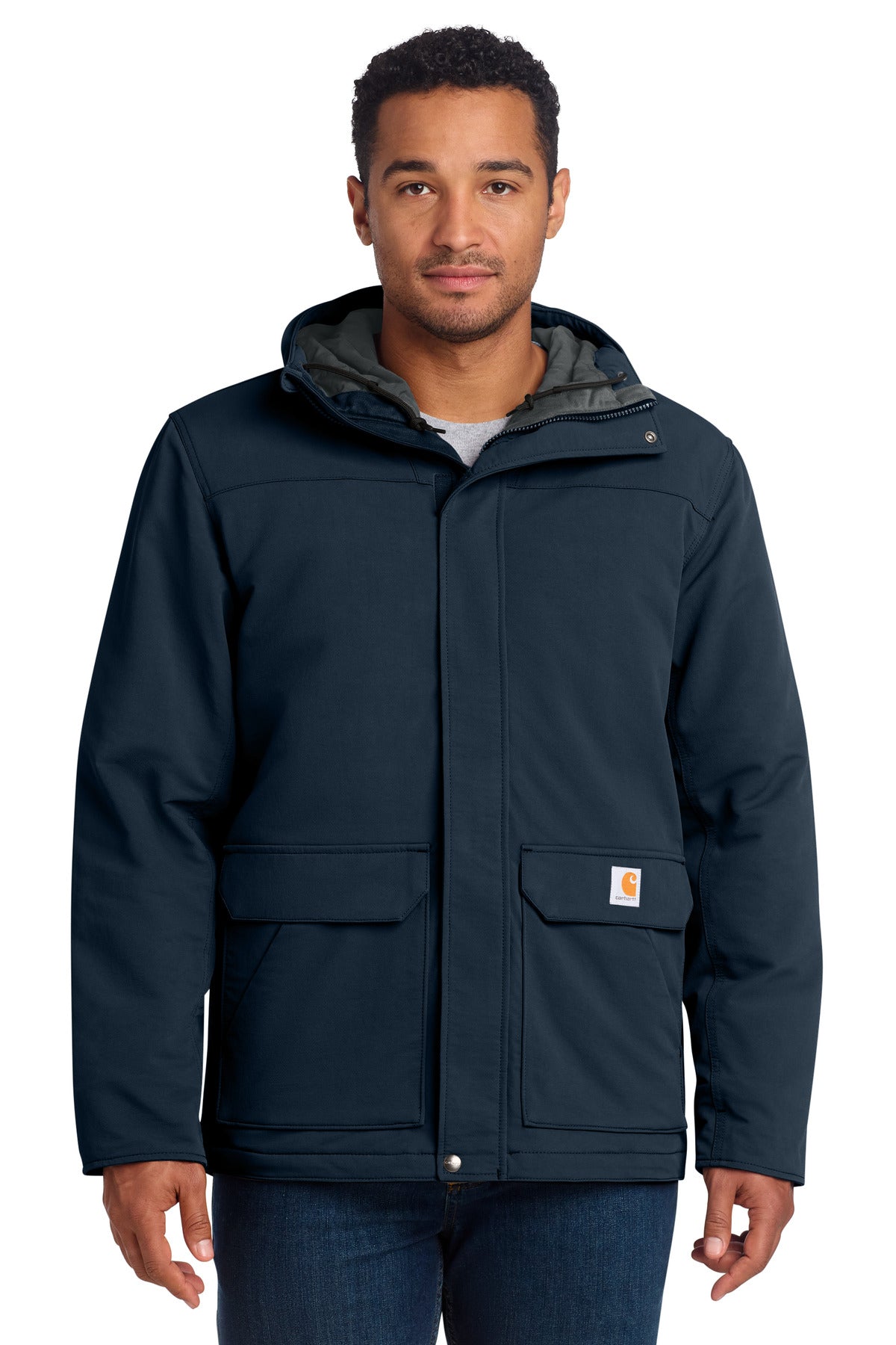 Custom logo Carhartt® Super Dux™ Insulated Hooded Coat CT105533 in Navy
