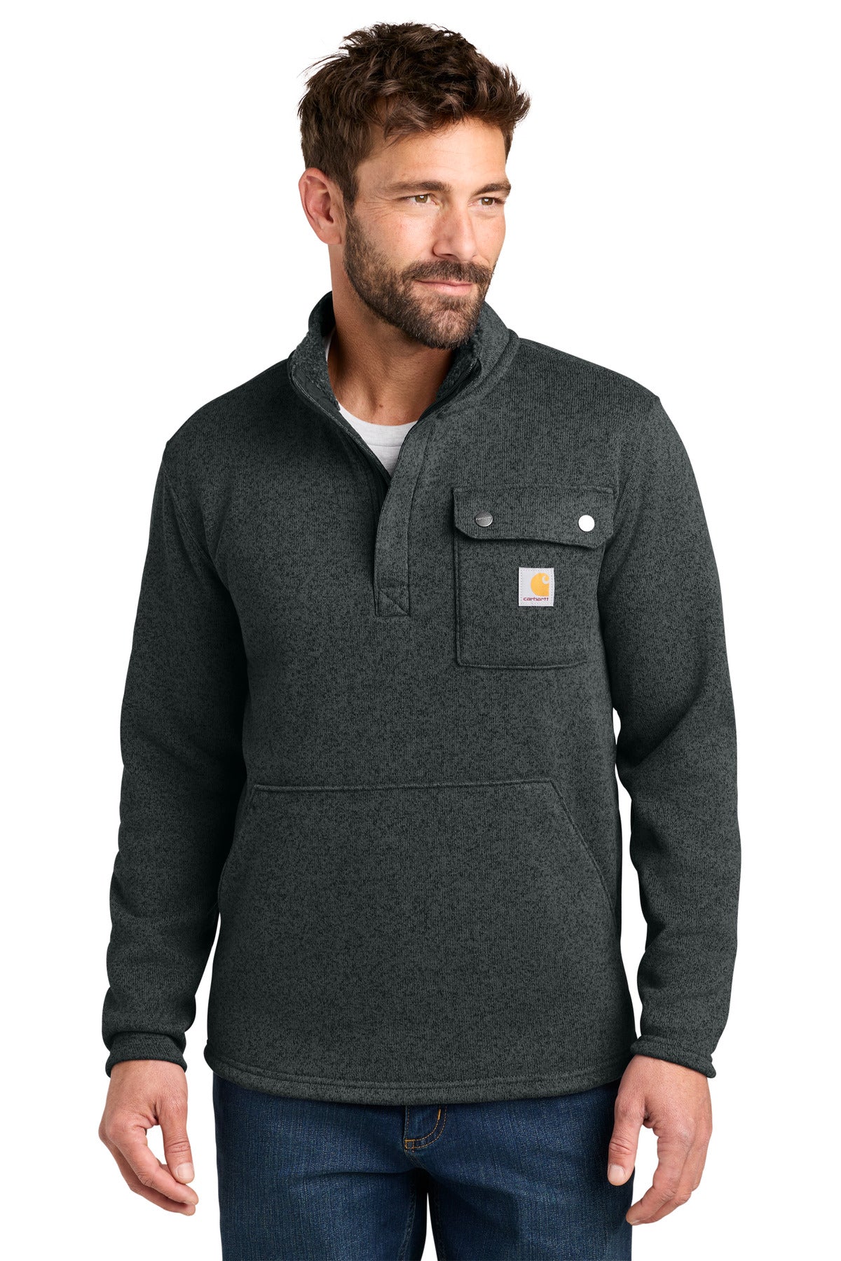 Custom logo Carhartt® Midweight 1/4-Zip Sweater Fleece CT106378 in Black