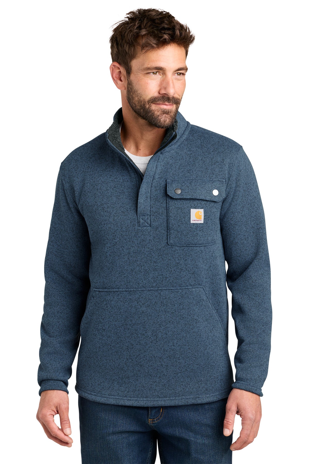 Custom logo Carhartt® Midweight 1/4-Zip Sweater Fleece CT106378 in Faded Navy