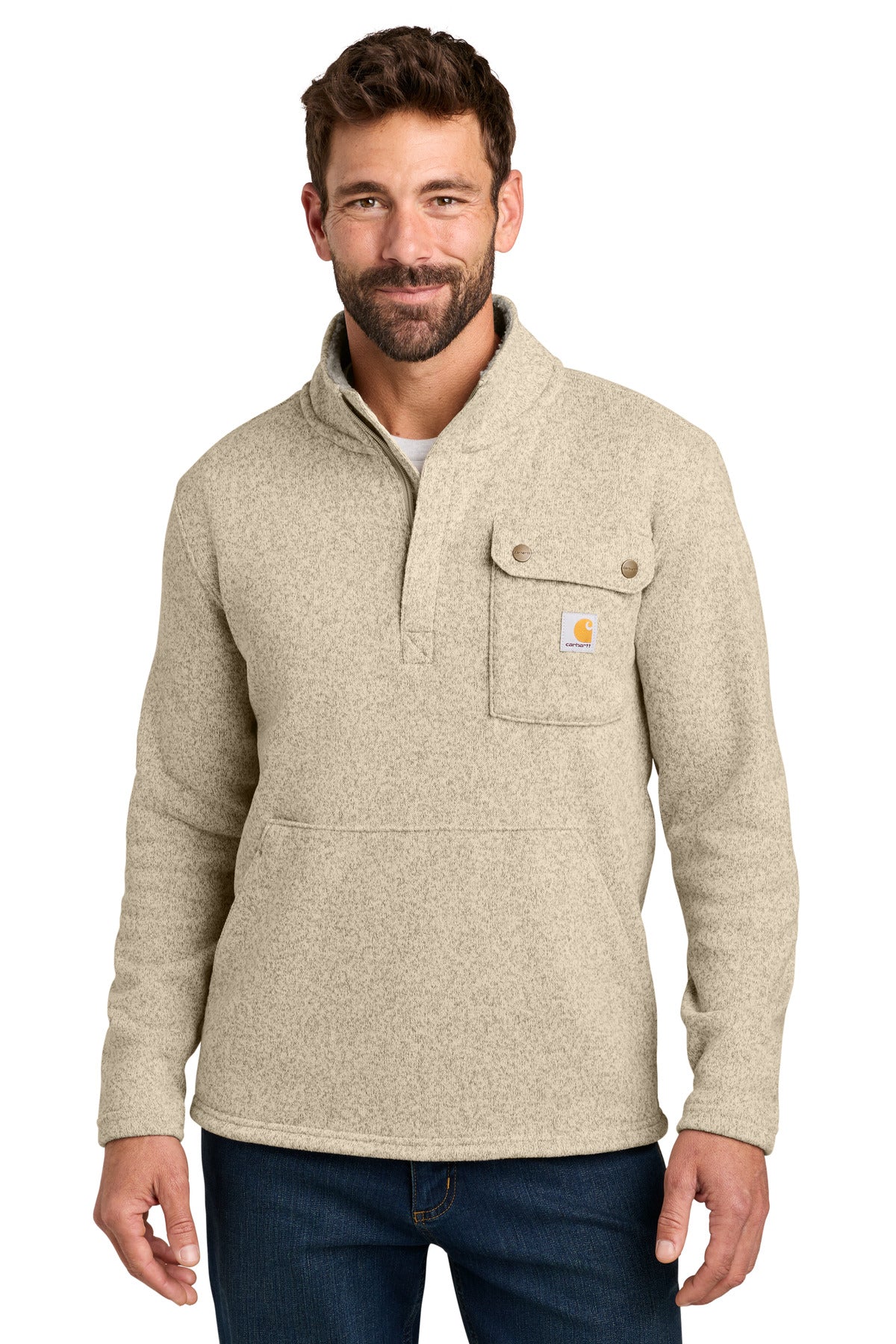 Custom logo Carhartt® Midweight 1/4-Zip Sweater Fleece CT106378 in Oat Milk