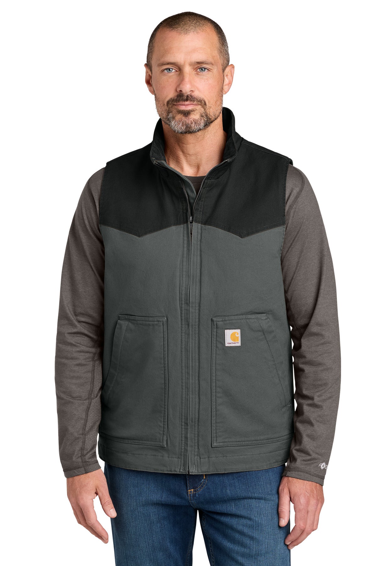 Custom logo Carhartt® Montana Rugged Flex® Duck Vest CT106433 in Black/ Shadow Grey