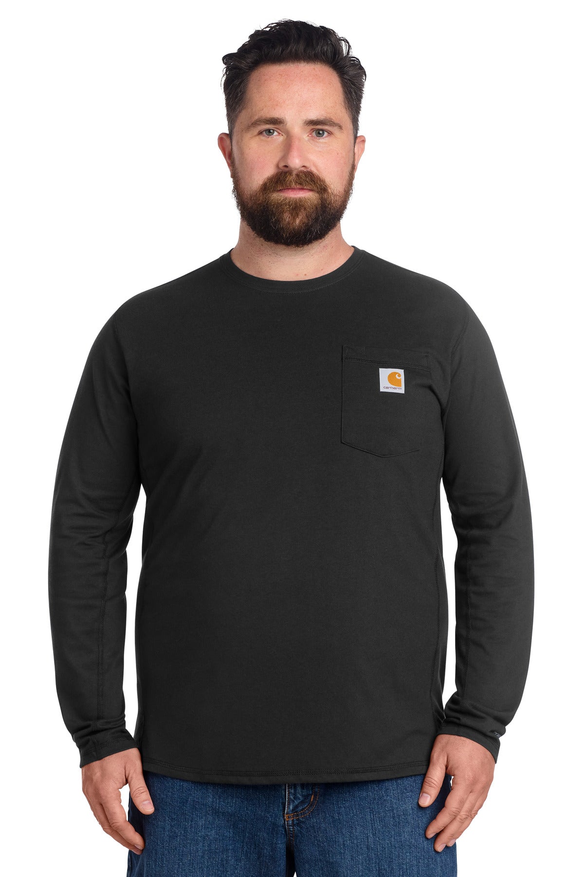 Custom logo Carhartt Force® Long Sleeve Pocket T-Shirt CT106656 in Black