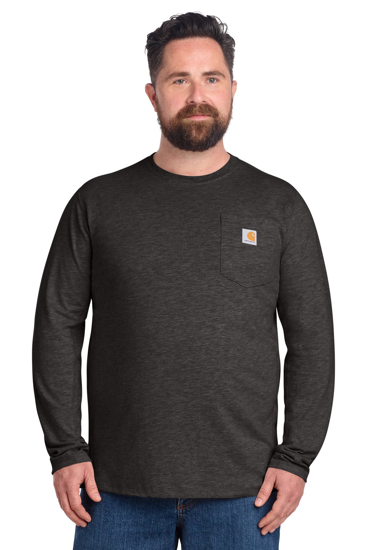 Custom logo Carhartt Force® Long Sleeve Pocket T-Shirt CT106656 in Carbon Heather
