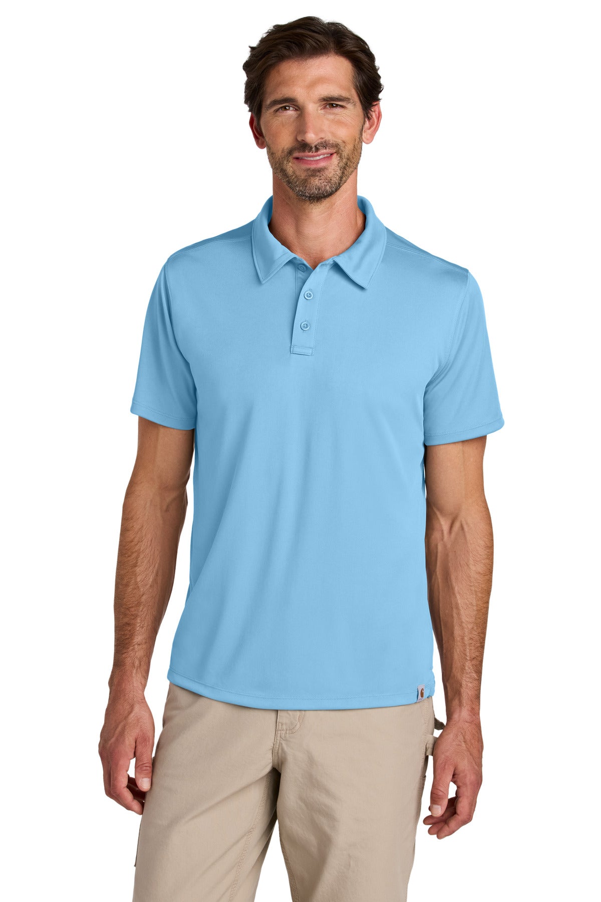 Custom logo Carhartt Force® Sun Defender™ Polo CT106899 in Fresh Water Blue