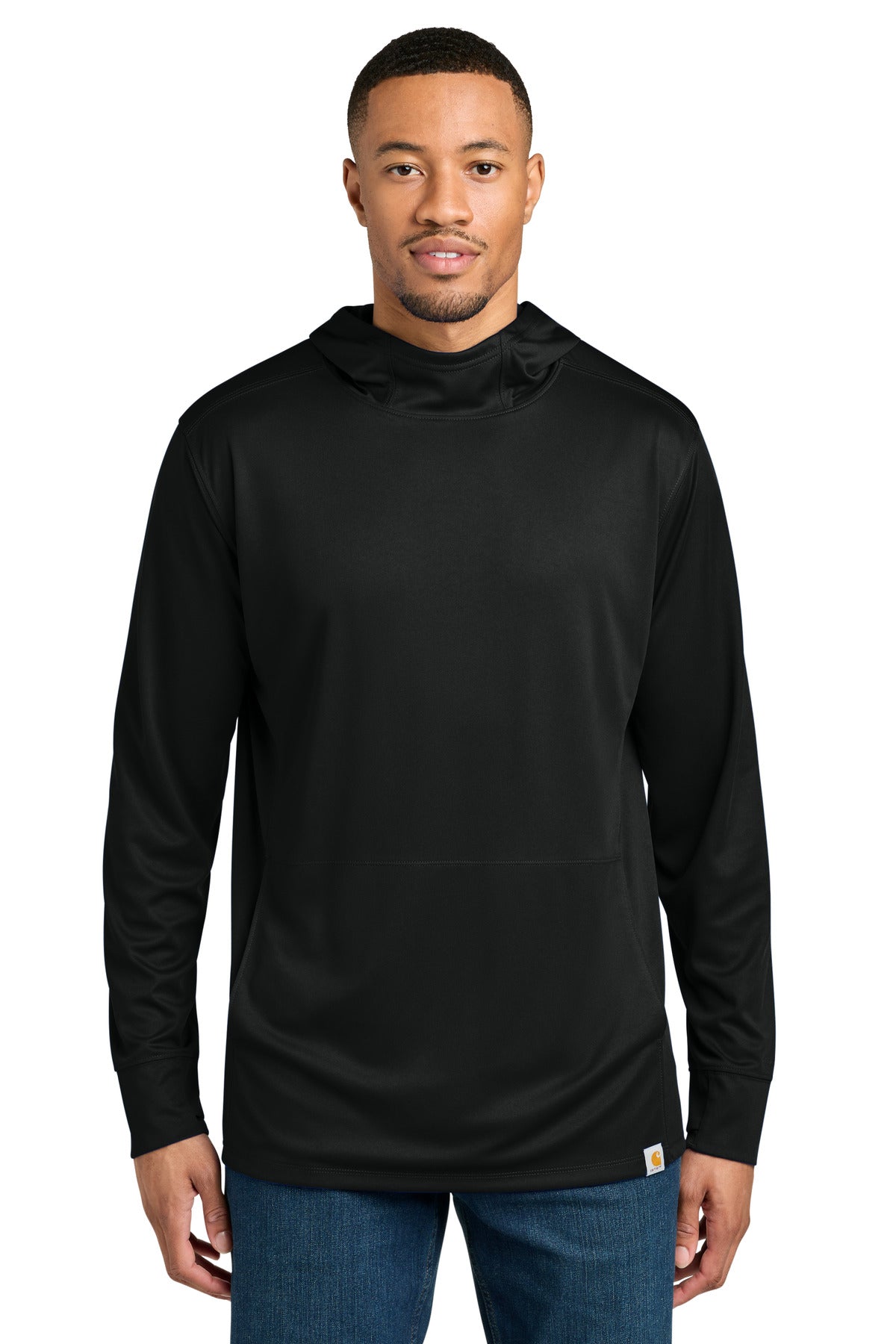 Custom logo Carhartt Force® Sun Defender™ Long Sleeve Hooded T-Shirt CT106923 in Black