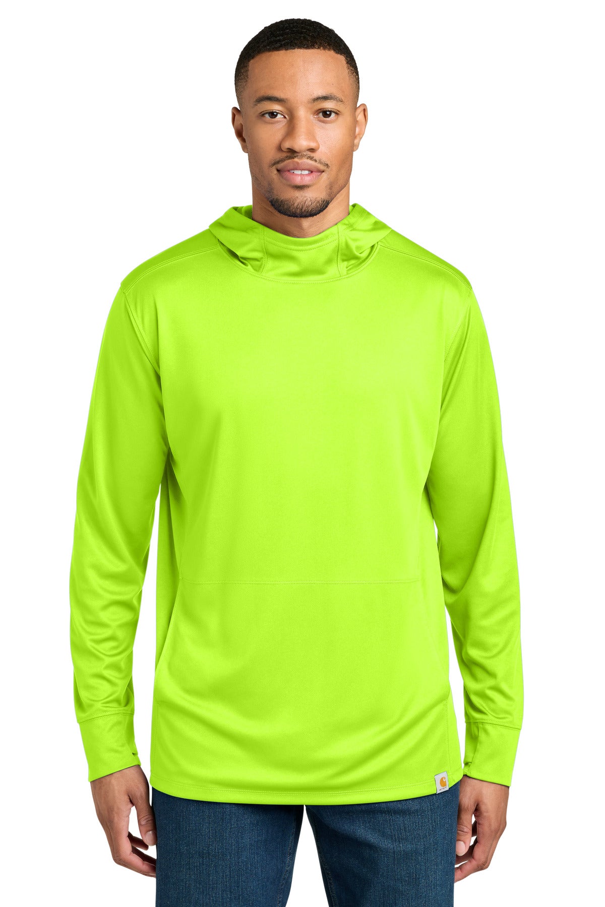 Custom logo Carhartt Force® Sun Defender™ Long Sleeve Hooded T-Shirt CT106923 in Brite Lime