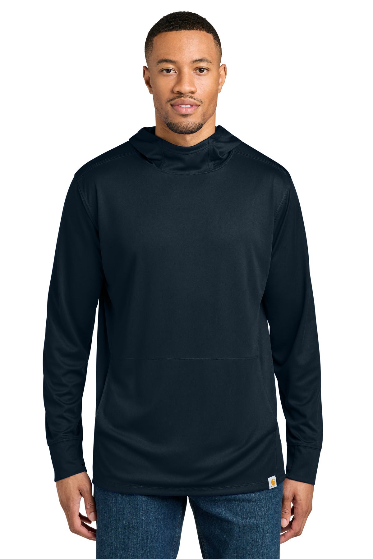 Custom logo Carhartt Force® Sun Defender™ Long Sleeve Hooded T-Shirt CT106923 in Navy