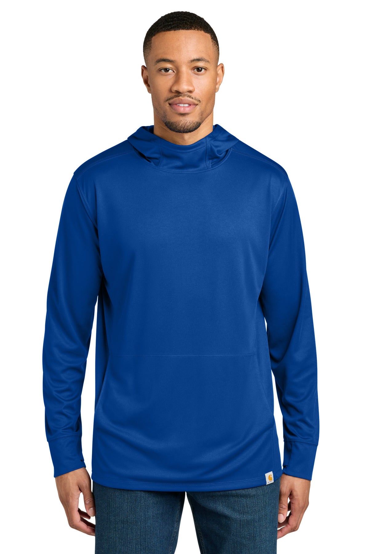 Custom logo Carhartt Force® Sun Defender™ Long Sleeve Hooded T-Shirt CT106923 in Royal Glass Blue