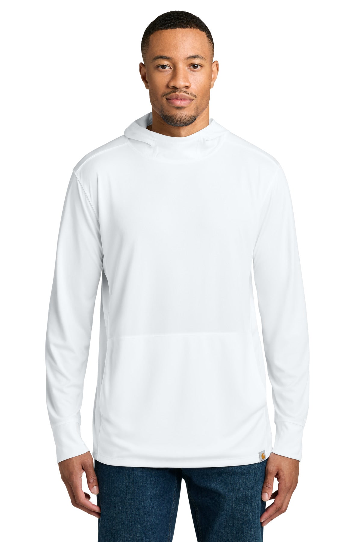 Custom logo Carhartt Force® Sun Defender™ Long Sleeve Hooded T-Shirt CT106923 in White