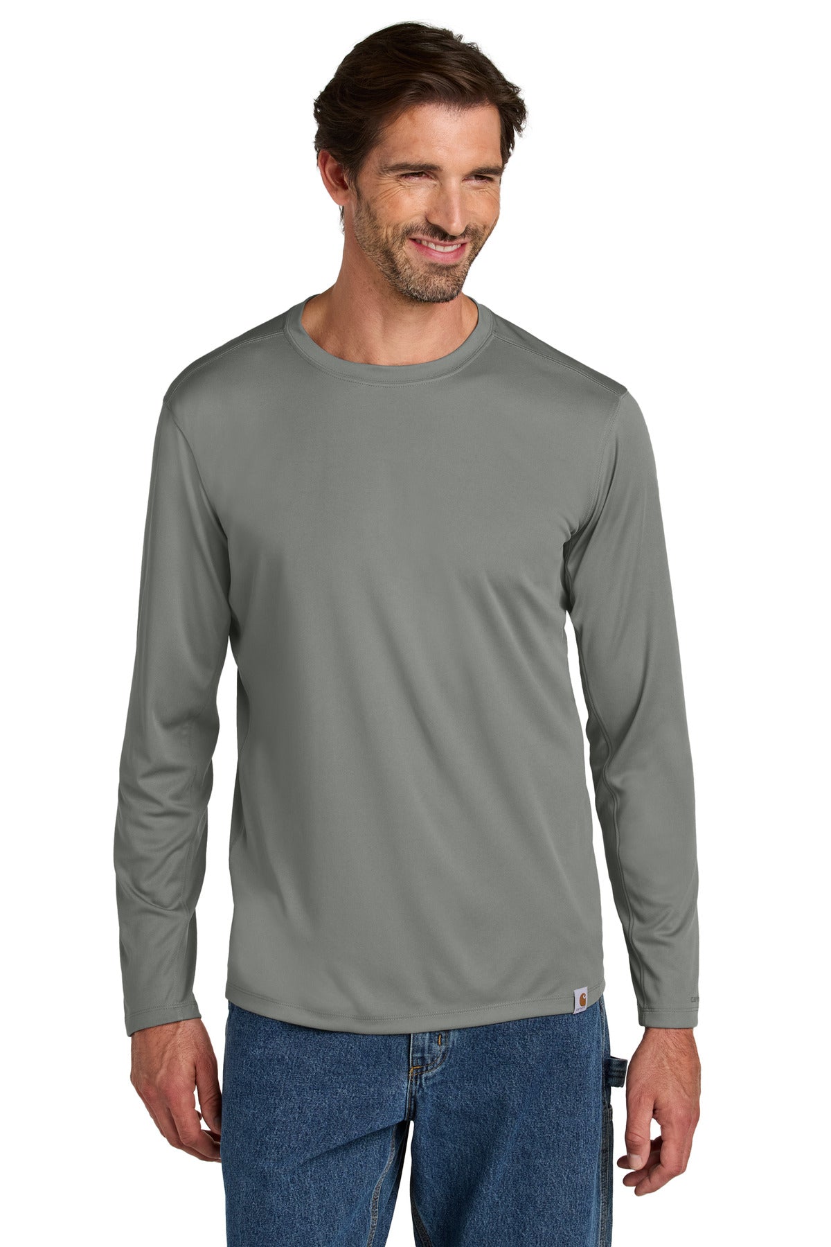 Custom logo Carhartt Force® Sun Defender™ Long Sleeve T-Shirt CT106972 in Asphalt Grey