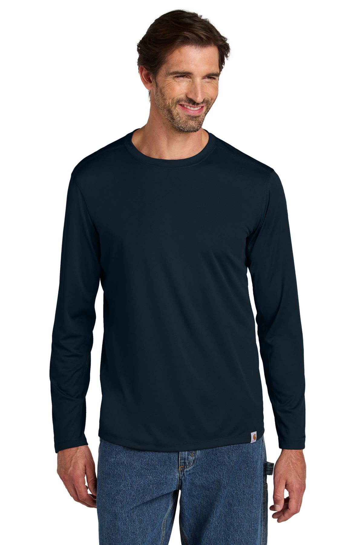 Custom logo Carhartt Force® Sun Defender™ Long Sleeve T-Shirt CT106972 in Navy